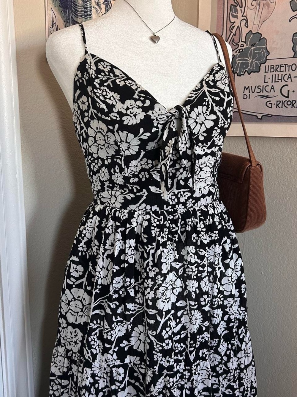 Mi Ami Floral Black & White Maxi Dress